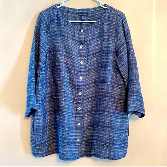 Eileen Fisher Blue Coastline Organic Linen Tunic petite small - Picture 1 of 7